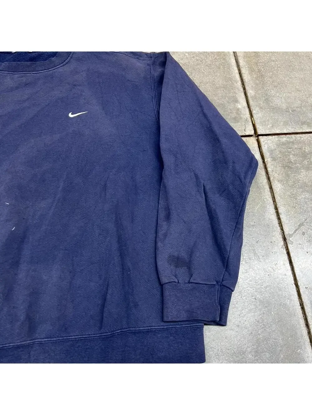 vintage nike faded navy small swoosh blank crewneck size large HAS STAINS